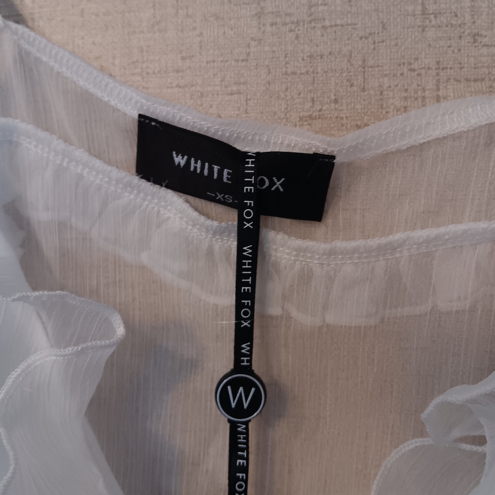 White Fox Boutique Sheer White Ruffle Camisole Top Sz Xs. New - Picture 3 of 5